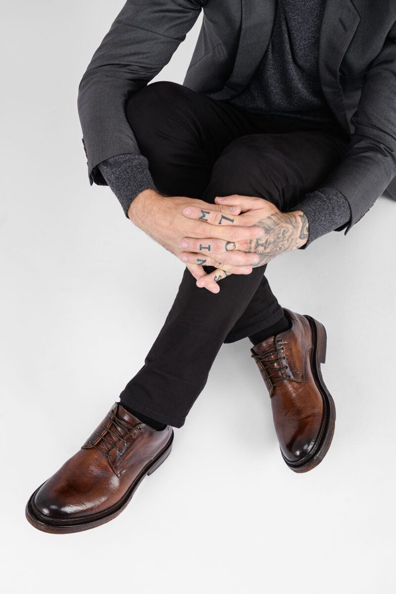 YORK rich-brown welted derby shoes. - Image 9