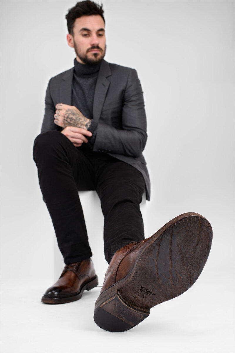 YORK rich-brown welted derby shoes. - Image 3