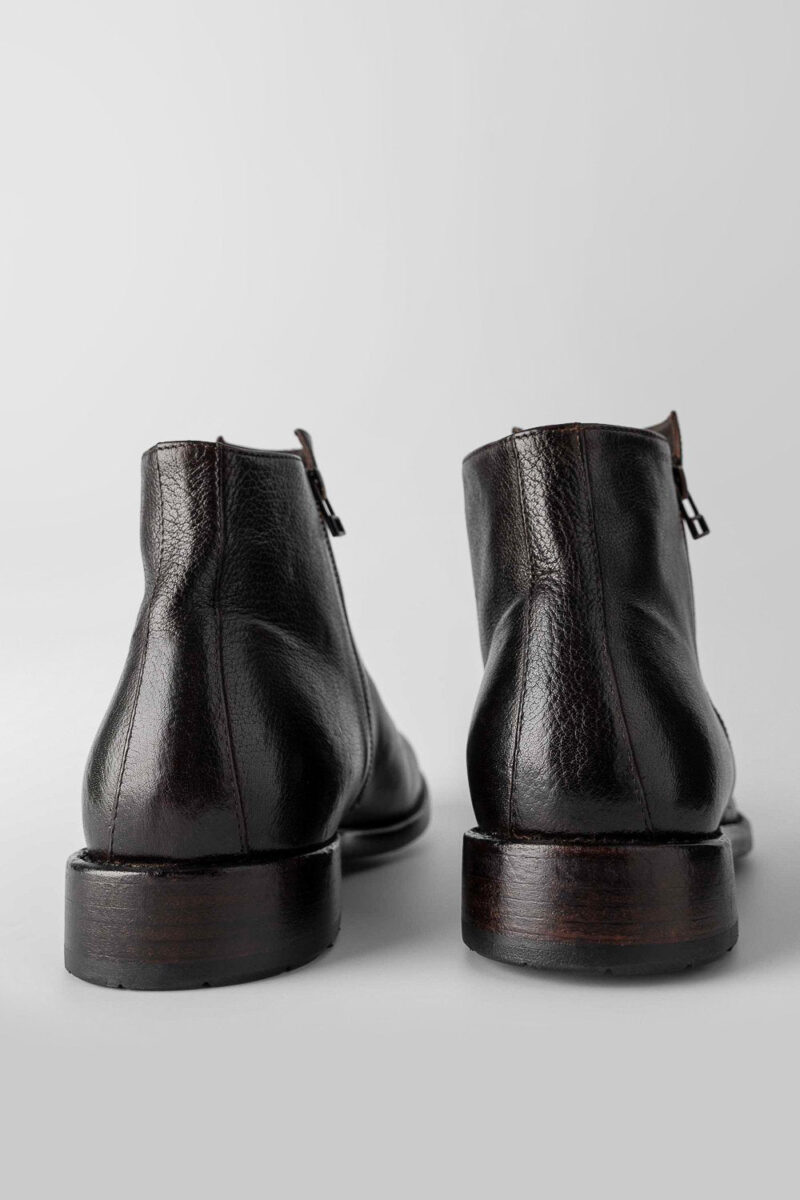 SLOANE dark-cocoa double-zip ankle boots. - Image 6