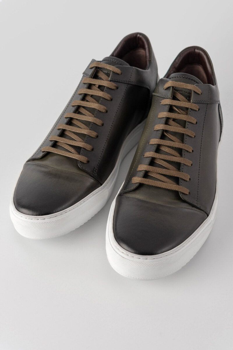 SOHO forest-green cap toe patina sneakers. - Image 2