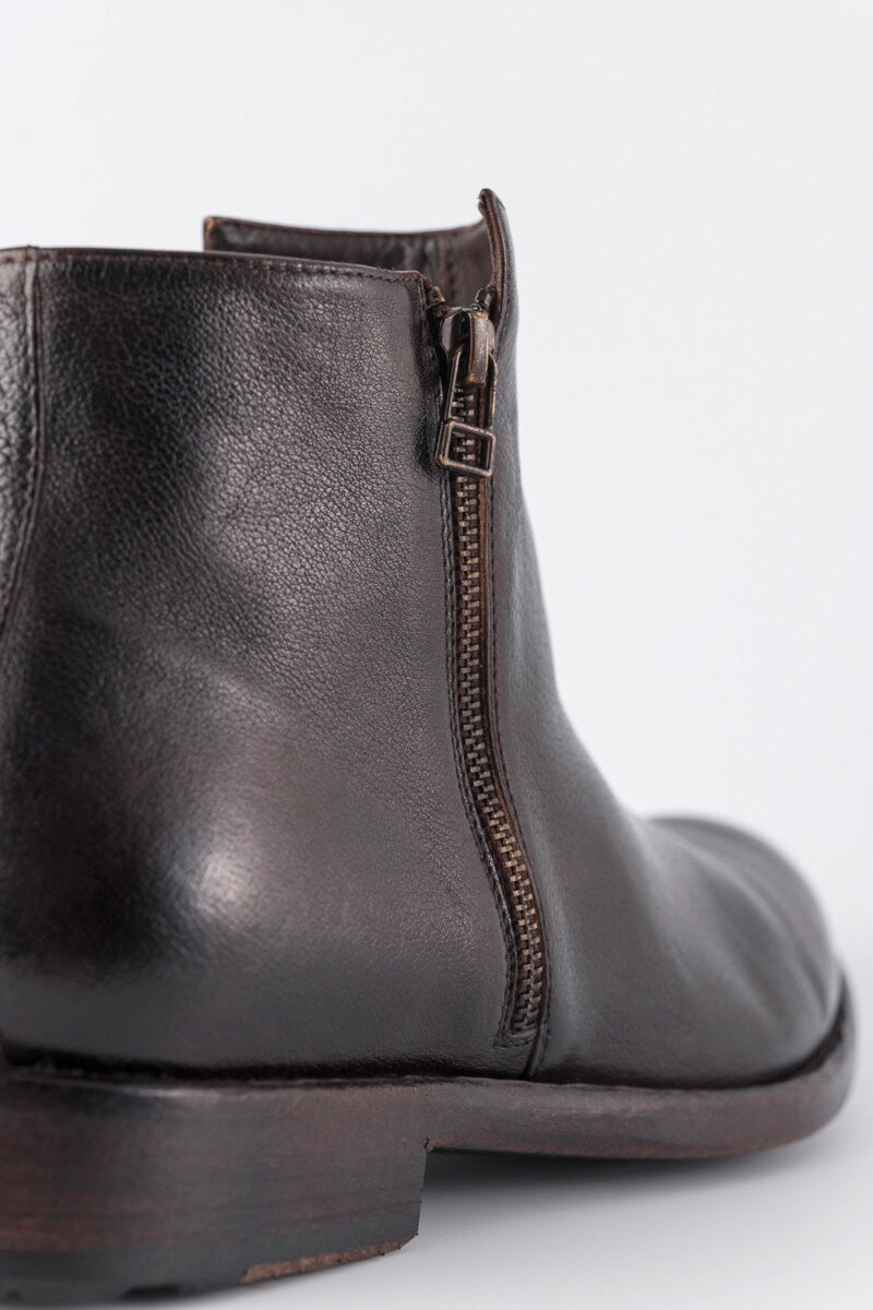 SLOANE dark-cocoa double-zip ankle boots. - Image 4